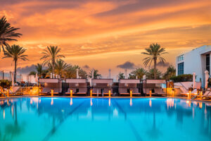 The Nobu Hotel in Miami Beach at Sunrise. Luxury Hotel Architecture Photography. Miami, Florida.