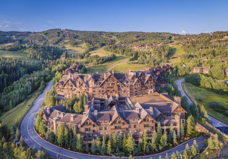 Drone Photograph of the Ritz-Carlton Bachelor Gulch in Beaver Creek, Colorado. Aerial captured using a drone at sunrise. Drone photography Atlanta.