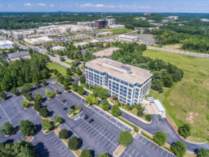 Drone photograph of a commercial real-estate property outside of Atlanta, Georgia. Aerial photograph taken with a drone. Drone photography Atlanta.
