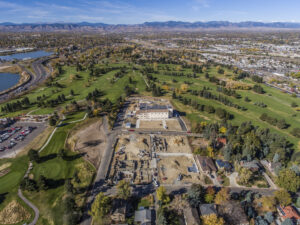 Drone Photograph of a new home community construction project in Denver, Colorado. Aerial photograph captured using a drone. Drone photography Atlanta.
